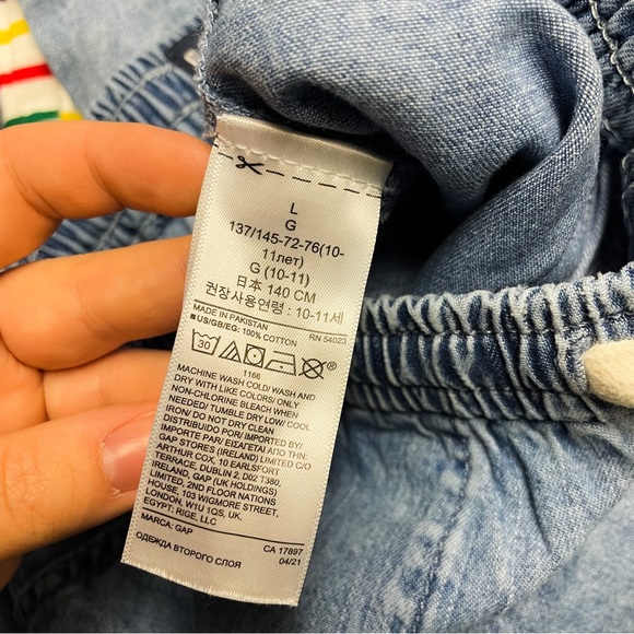 Gap Medium Wash Pull On Elastic Waist Denim Joggers Girls Size L 10 - Picture 7 of 8